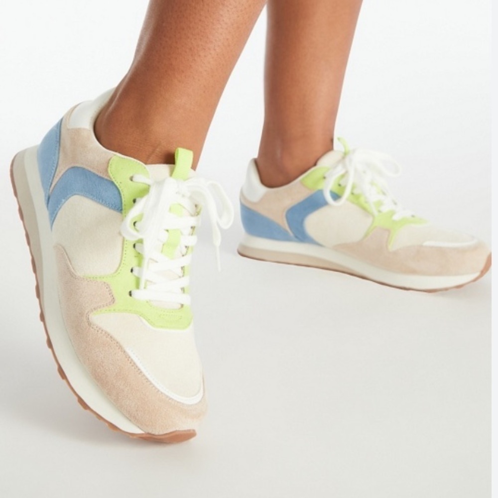 JustFab~Kentucky Blue Multi~Faux Suede~Athletic Sneaker~Lace-Up Style~Size 10